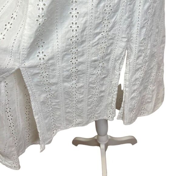 Finders Keepers Sundays Dress White Eyelet Open Back Ruffle Hem High Low Size 6 - Picture 5 of 14